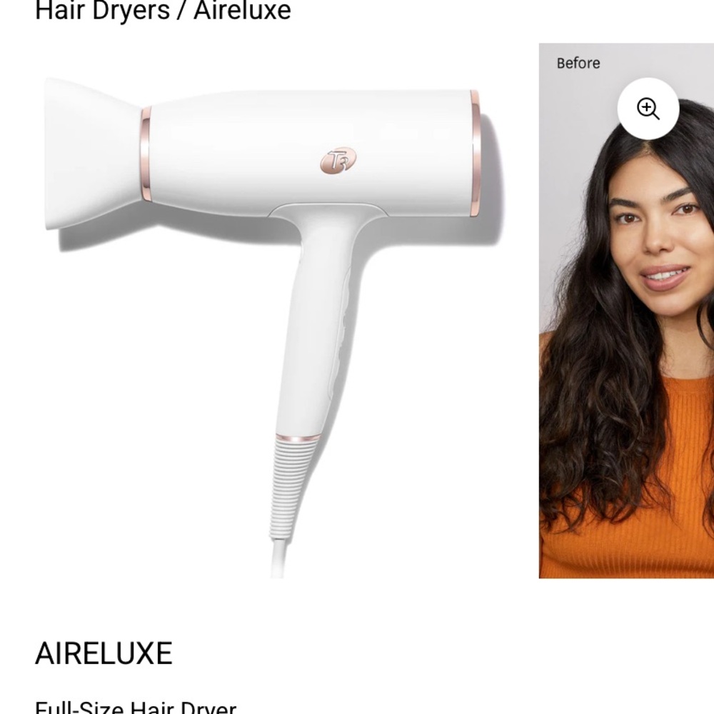 T3 Aireluxe White and Rose Gold Hair Dryer
